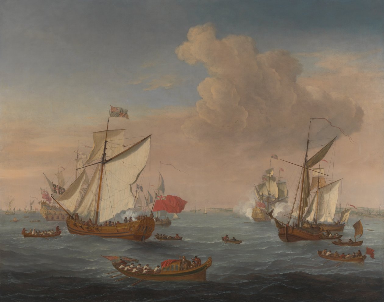 Schepen in de Theemsmonding bij Sheerness door Isaac Sailmaker