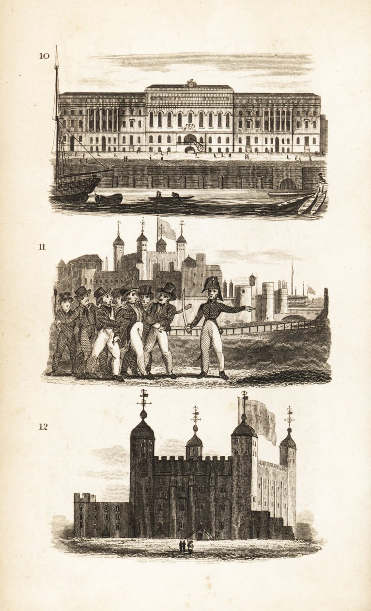 Het Douanehuis, de Persbende en de Tower of London door Isaac Taylor
