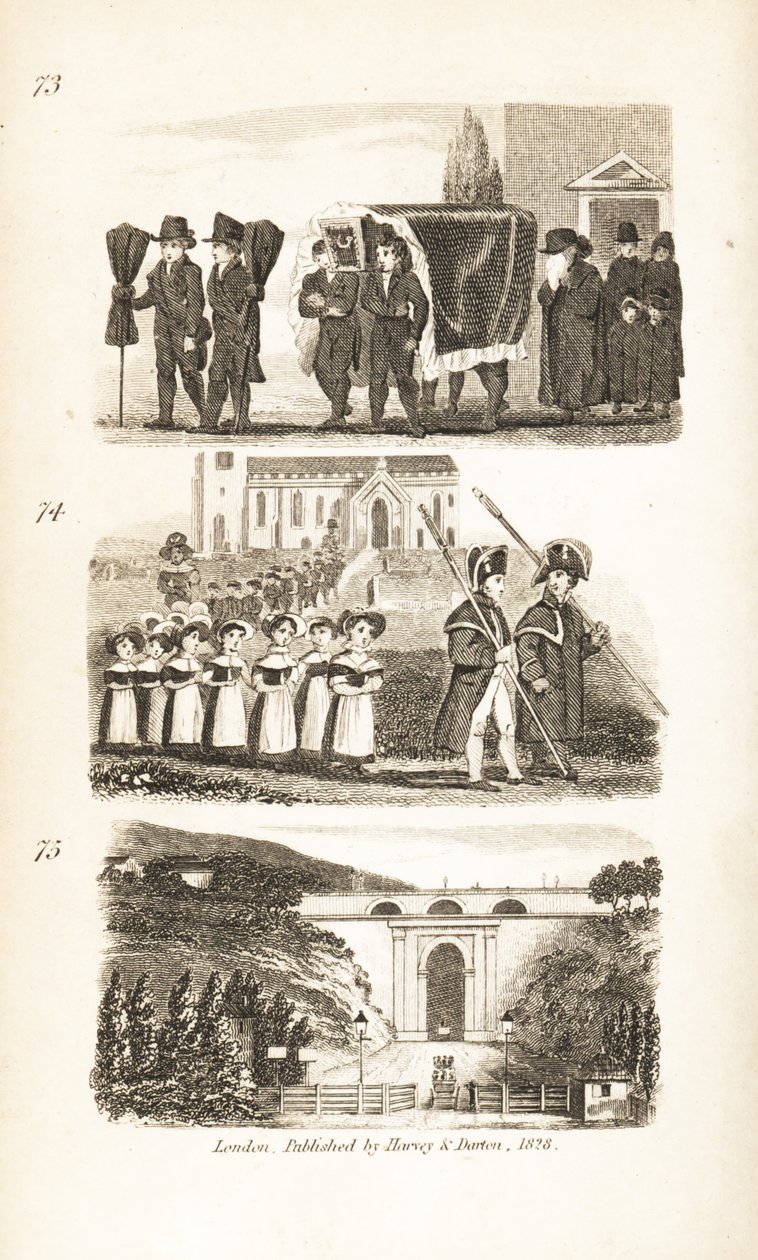 De Begrafenis, de Liefdadigheidskinderen en Highgate Tunnel door Isaac Taylor