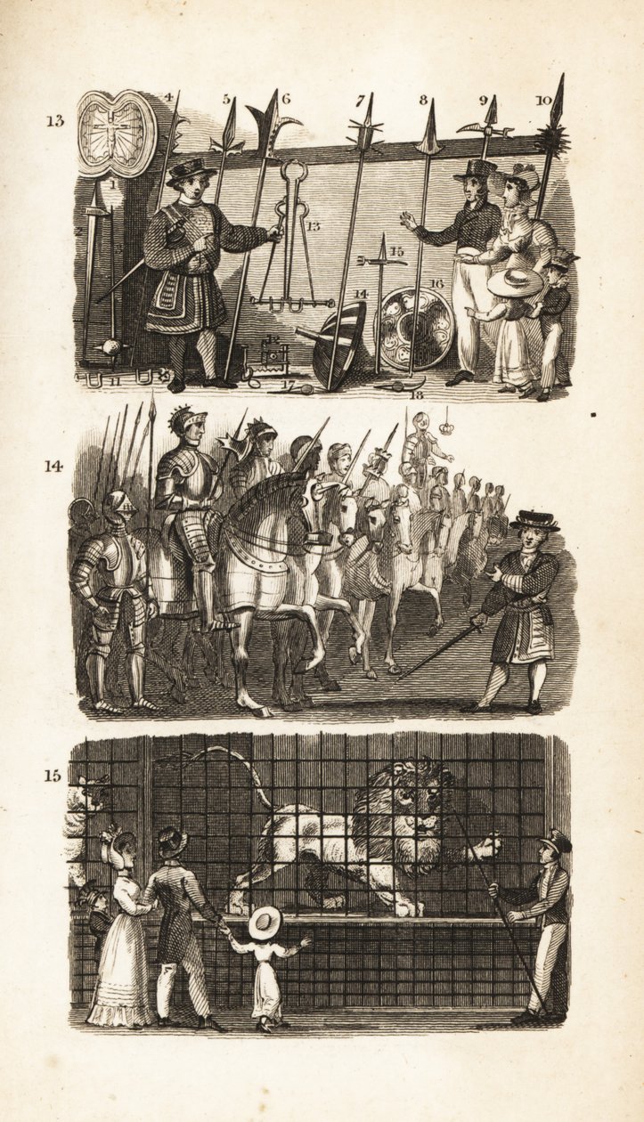 De Tower of London: de wapenrusting, de paardenrusting en wilde beesten in de Tower door Isaac Taylor