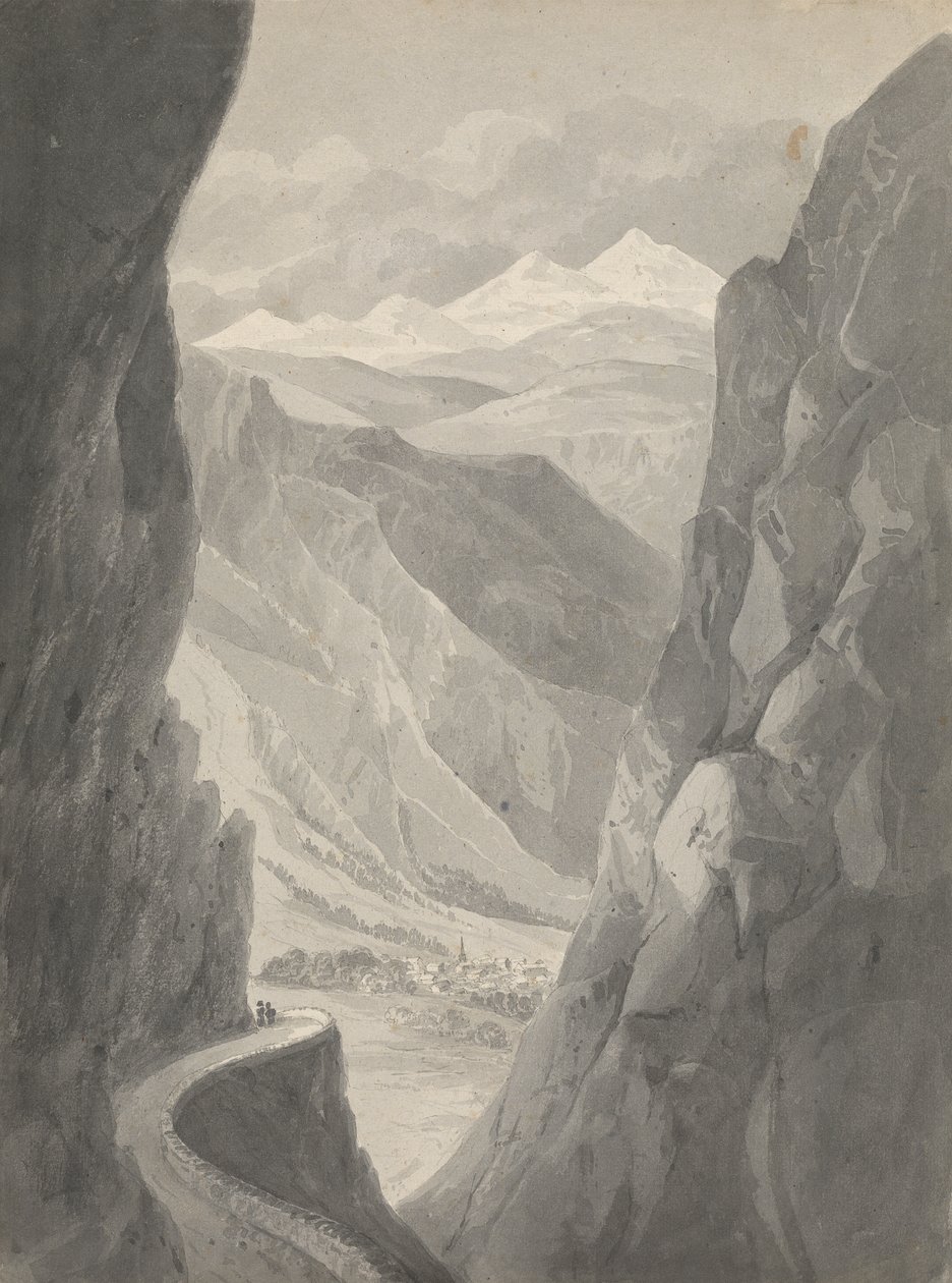 Pas van de Gemmi, afdaling naar Leukerbad (Zwitserland) door Isaac Weld