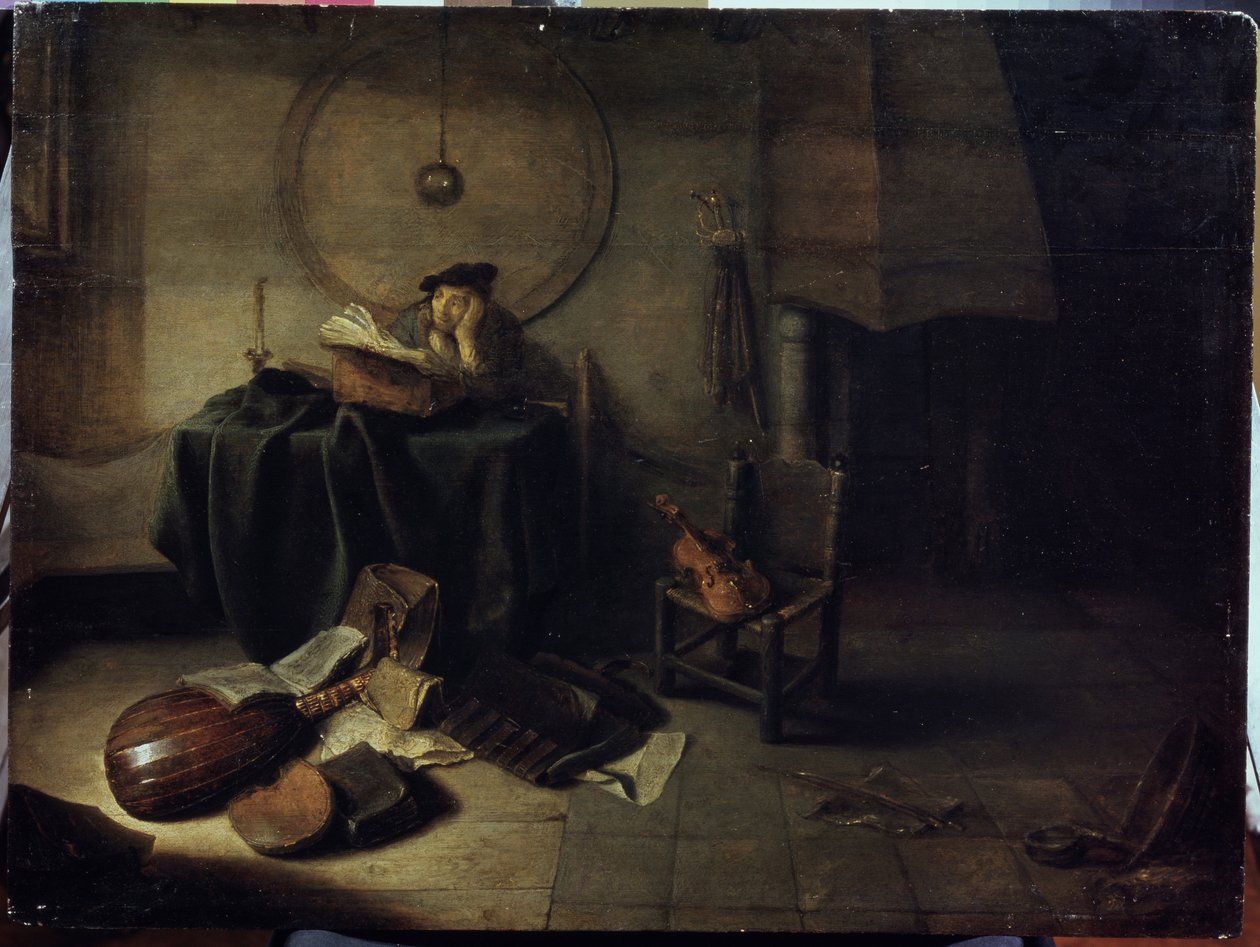 Melancholie II (wetenschapper in zijn studio) door Isaac de Jouderville