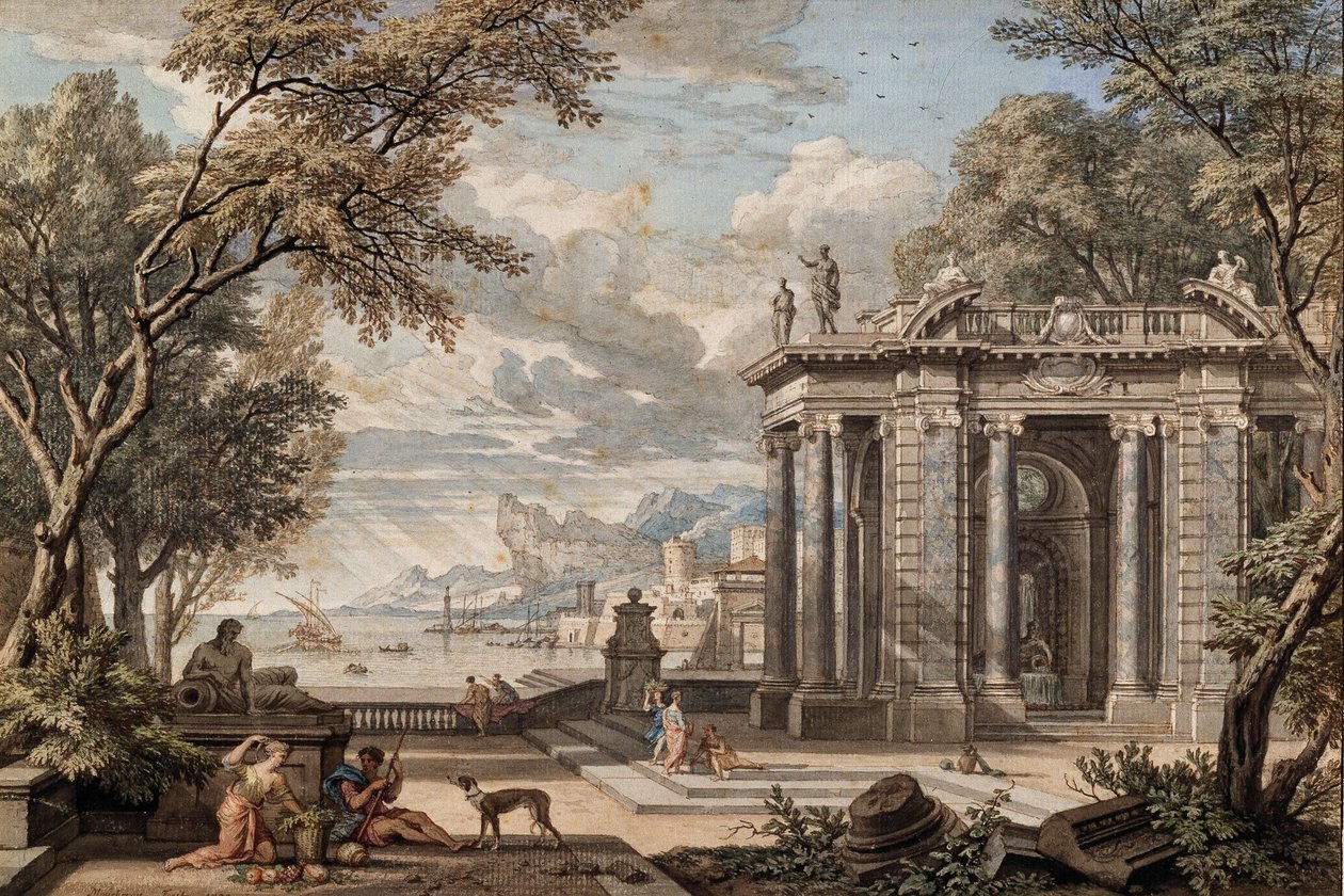 Arcadisch landschap door Isaac de Moucheron