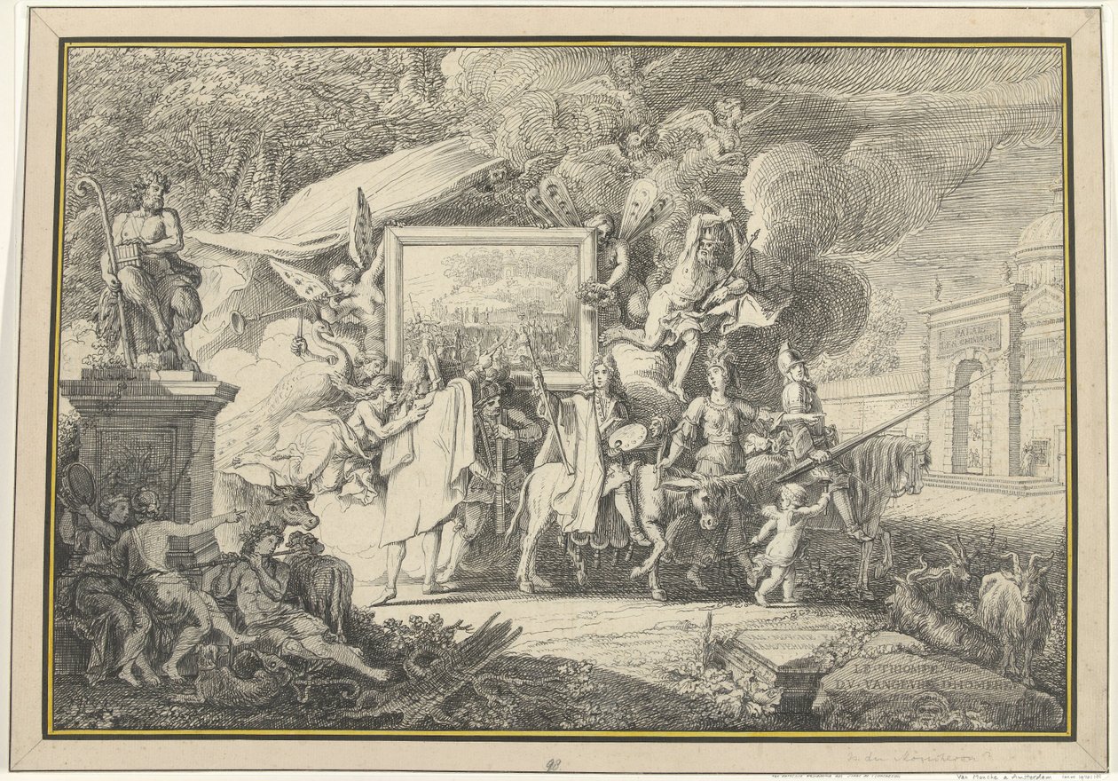 Satire op de schilderkunst en de Franse Academie door Isaac de Moucheron