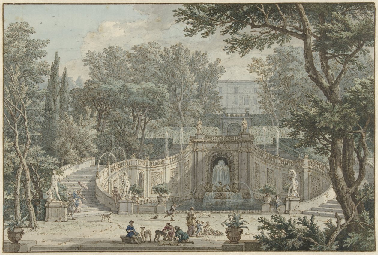 Gezicht in de tuin van de Villa d’Este in Tivoli door Isaac de Moucheron