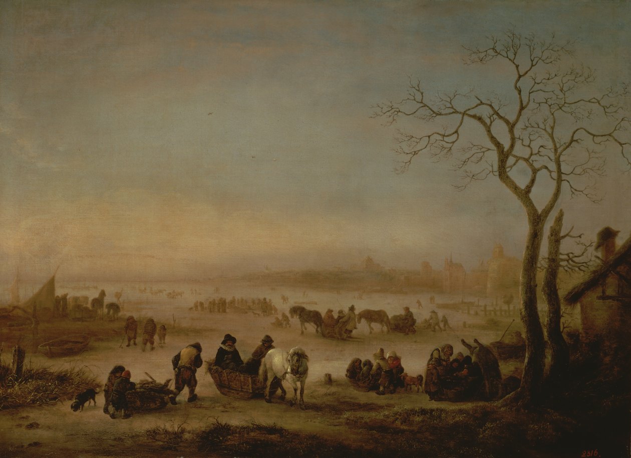 Het bevroren meer, 1648 door Isack van Ostade