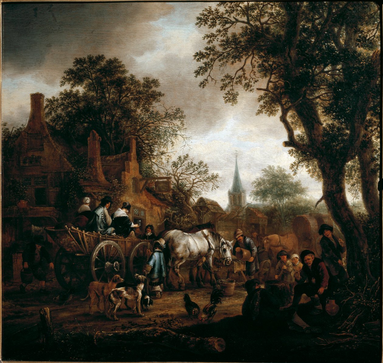De pauze in het hostel door Isack van Ostade