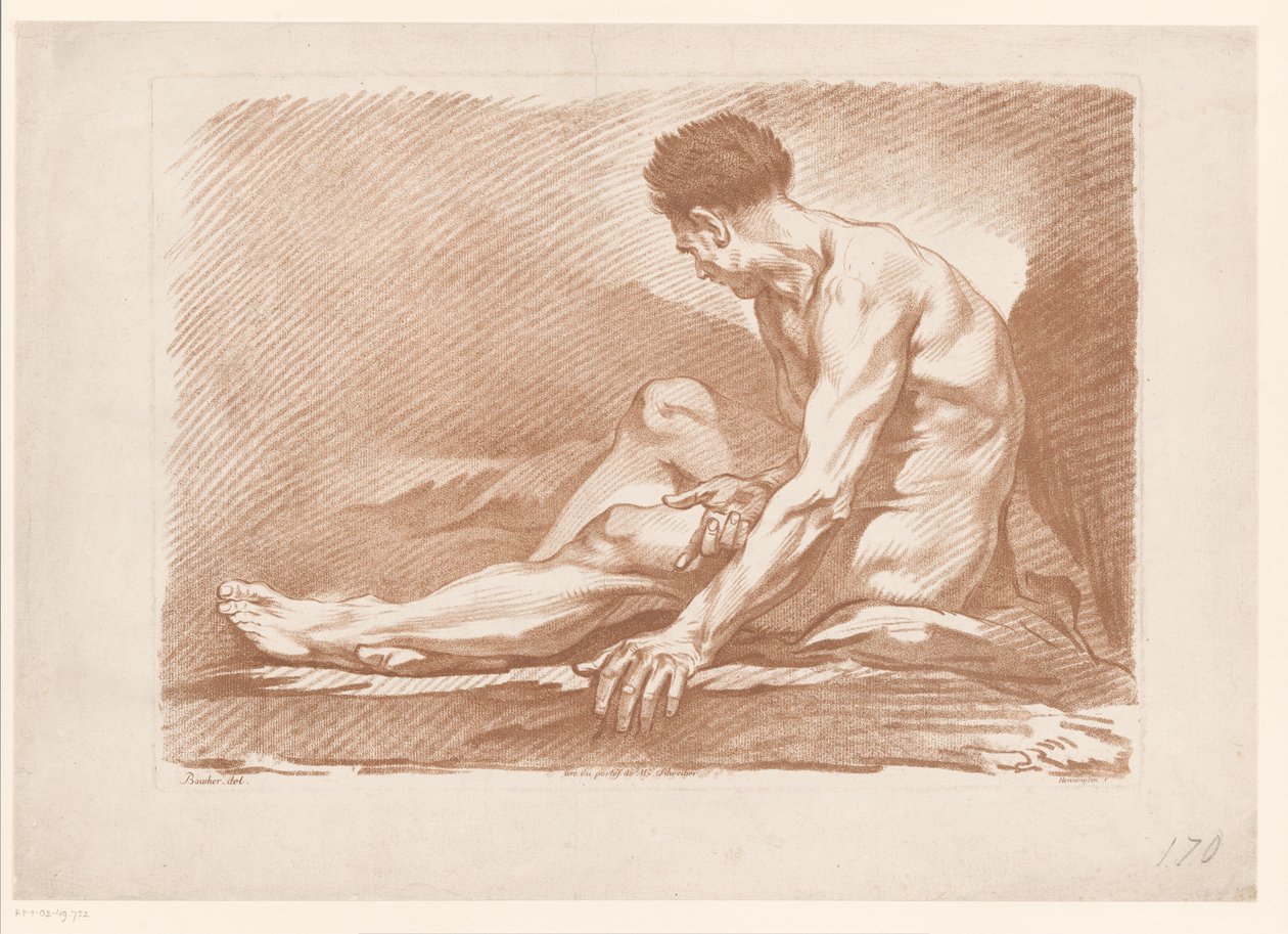 Studie zittende man door Isak Henningsen