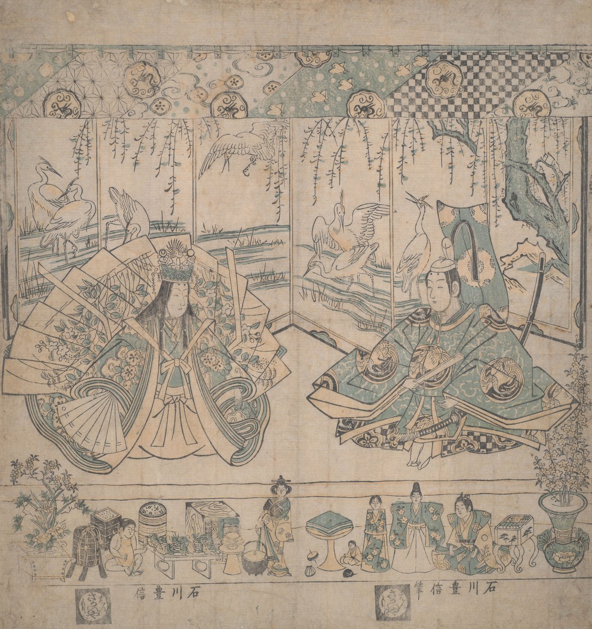 Hina-poppenpaar door Ishikawa Toyonobu