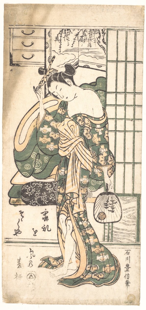 Zomerwilg in de bries door Ishikawa Toyonobu