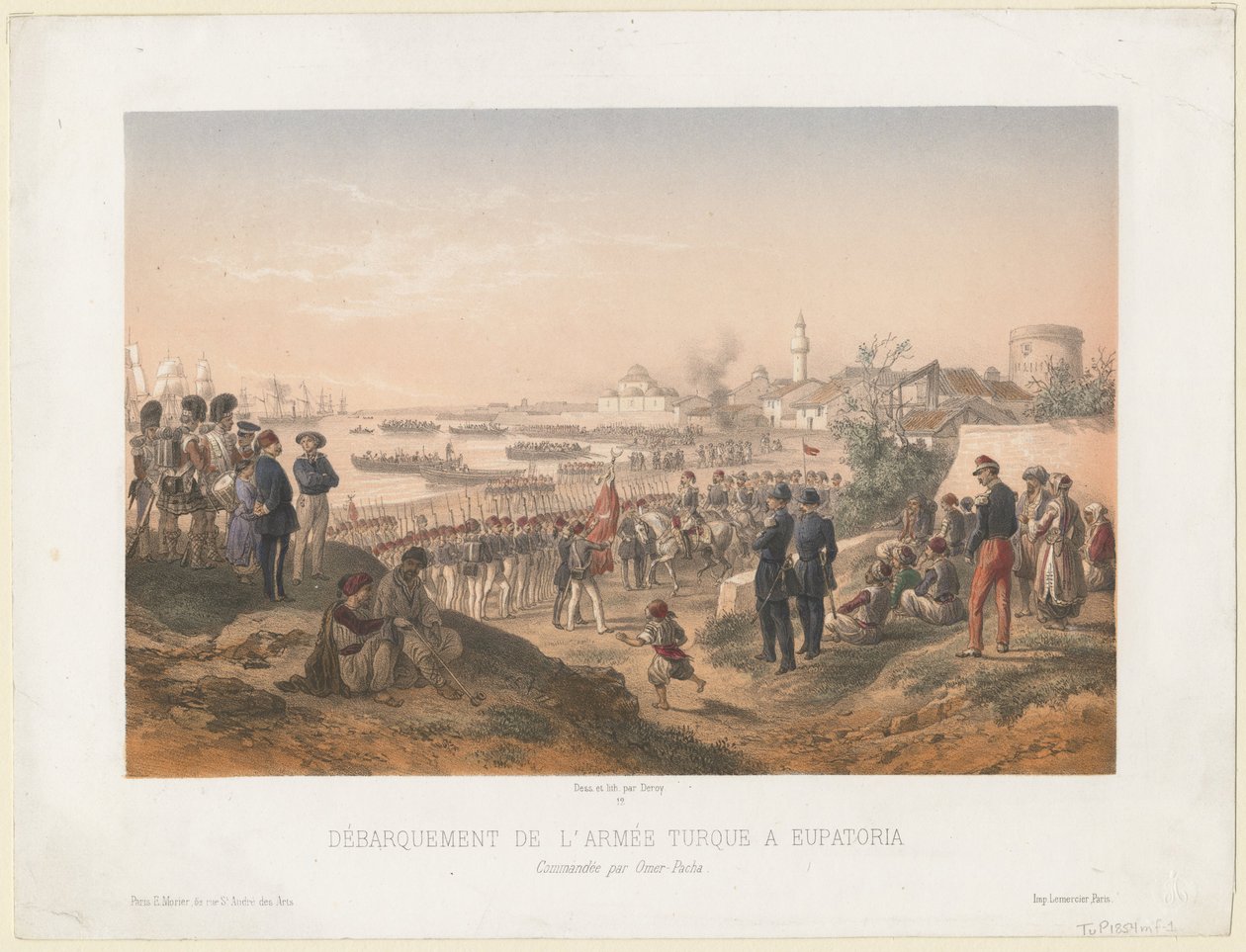 Landing van het Turkse leger bij Yevpatoria onder bevel van Omer Pasha, 1855 door Isidore Laurent Deroy
