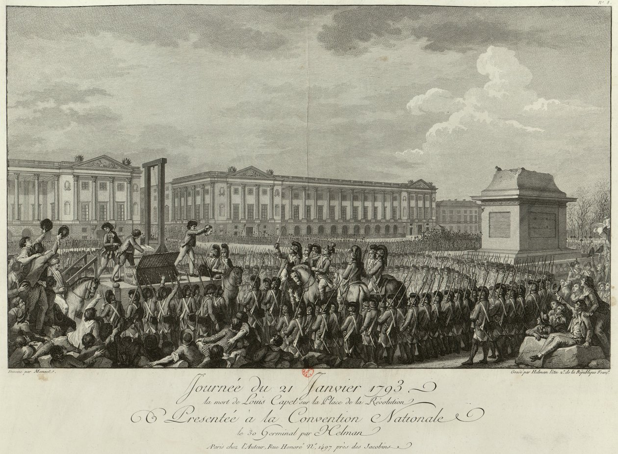 De Executie van Lodewijk XVI op de Place de la Révolution op 21 januari 1793, 1794 door Isidore Stanislas Helman