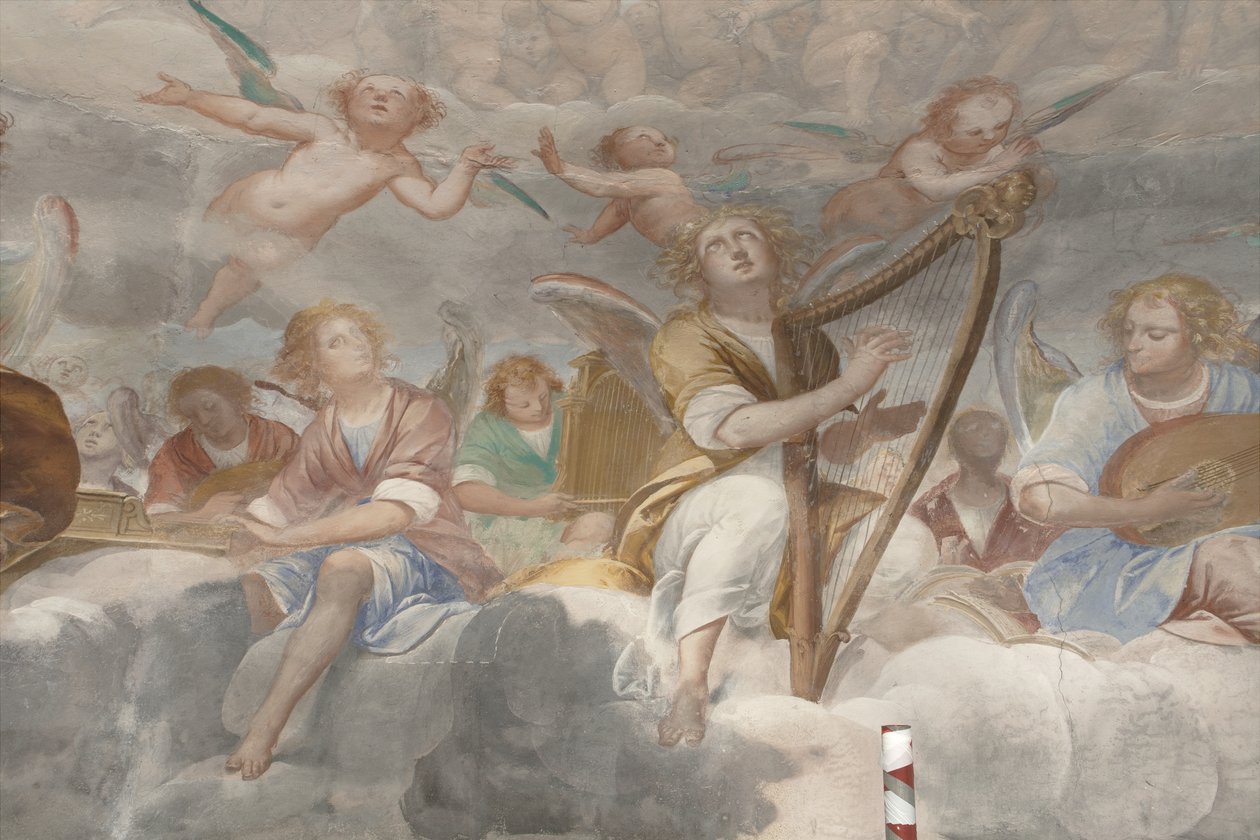 Engelen, muzikale engelen en putti (detail) door Isidoro Bianchi