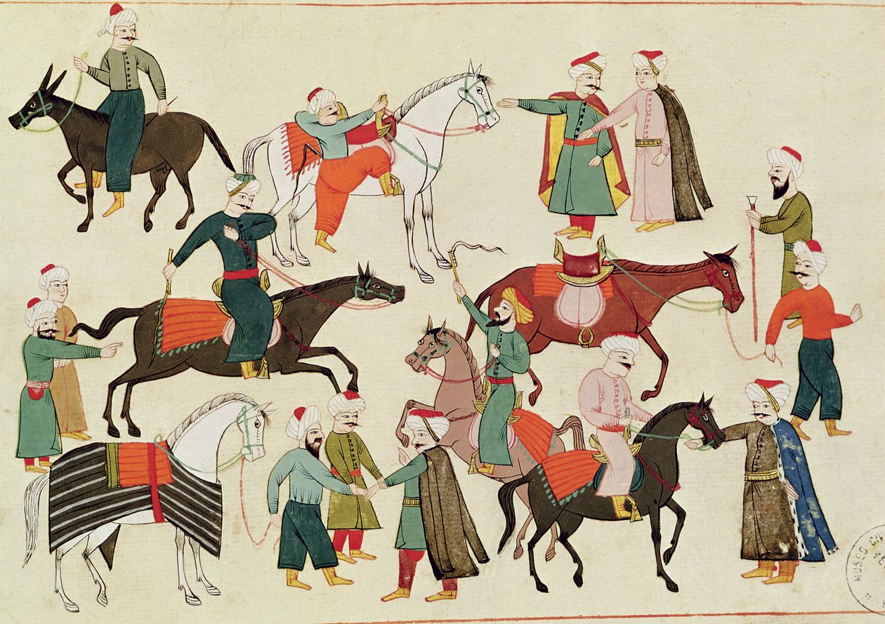 Ms 1671 Een paardenmarkt, c.1580 door Islamic School