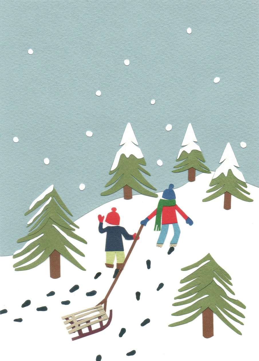 Sleeën, 2014 (gesneden papier) door Isobel Barber