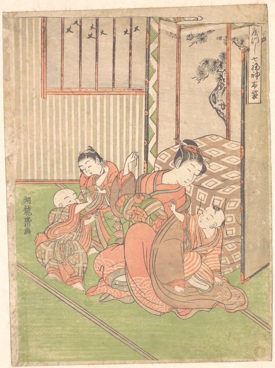 Vermomde of getransformeerde Hotei door Isoda Koryusai