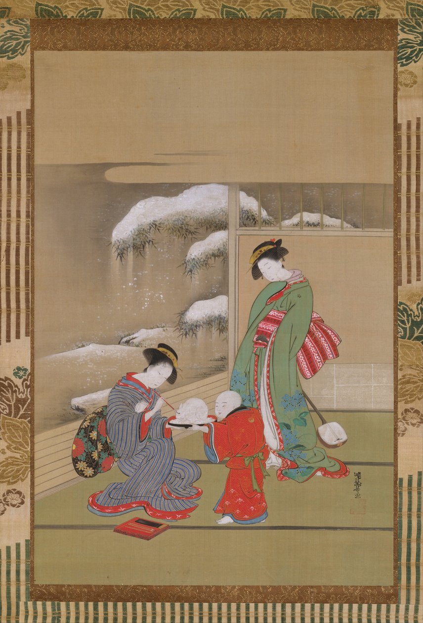 De ogen van een sneeuwkonijn schilderen door Isoda Koryusai