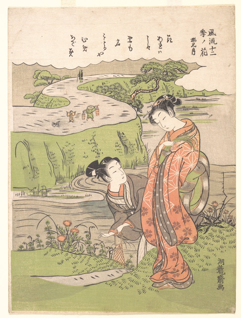 Maand van de pruimen: de tweede maand door Isoda Koryusai