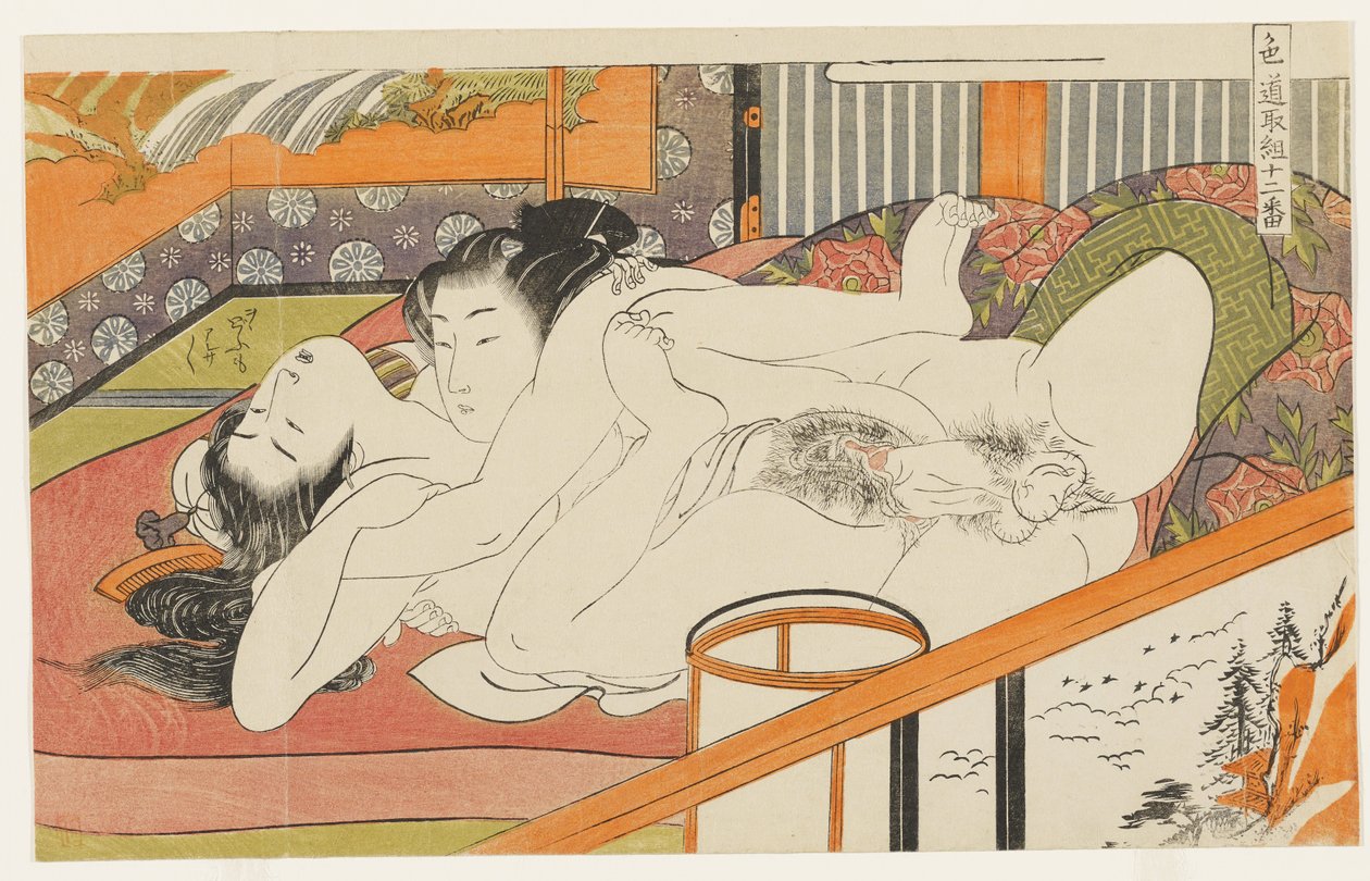 Jonge geliefden, nr. 10 uit „Twaalf beproevingen op de weg van de liefde“ (Shikidō torikumi jūniban) door Isoda Koryusai