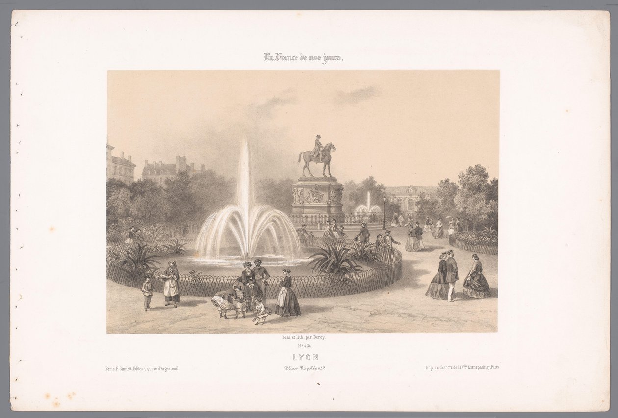 Zicht op de Place Napoléon te Lyon door Isodore Laurent Deroy