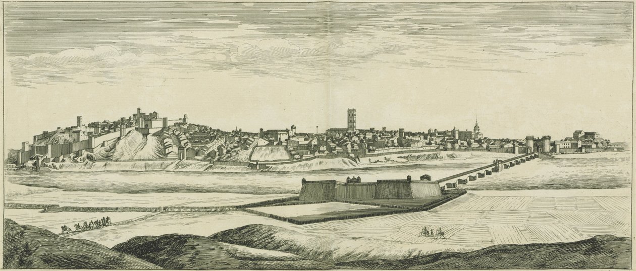 Profiel van de stad Badaios in Spanje door Israël Silvestre the Younger