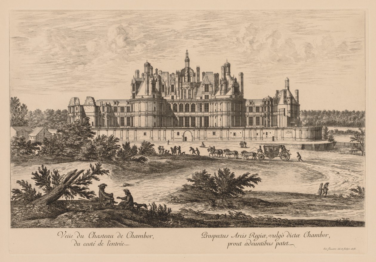 Uitzicht op het Paleis van Chambord vanaf de ingang door Israël Silvestre