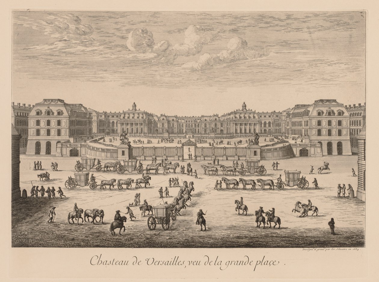Uitzicht op het Paleis van Versailles, vanaf het hoofdplein door Israël Silvestre