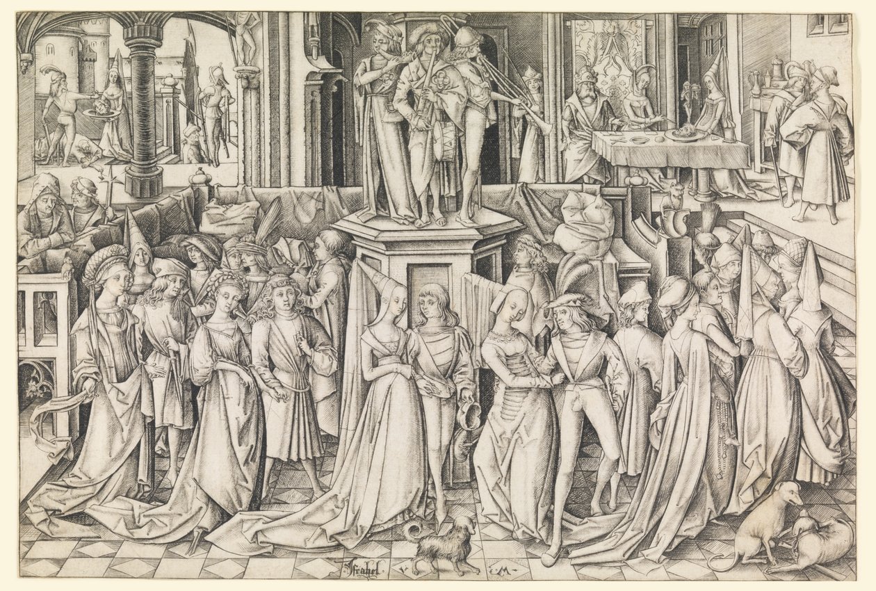 Dans van de Dochters van Herodias door Israhel van Meckenem
