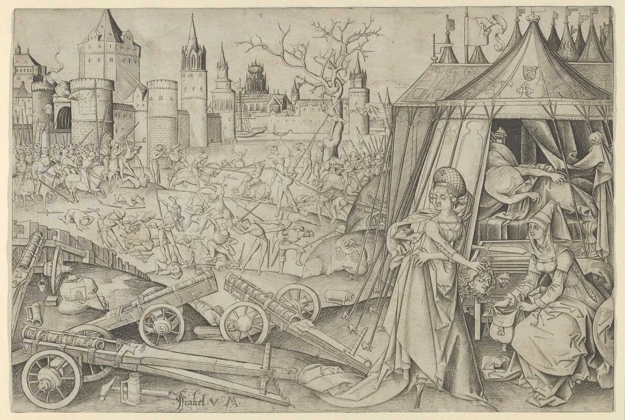 Judith met het hoofd van Holofernes door Israhel van Meckenem