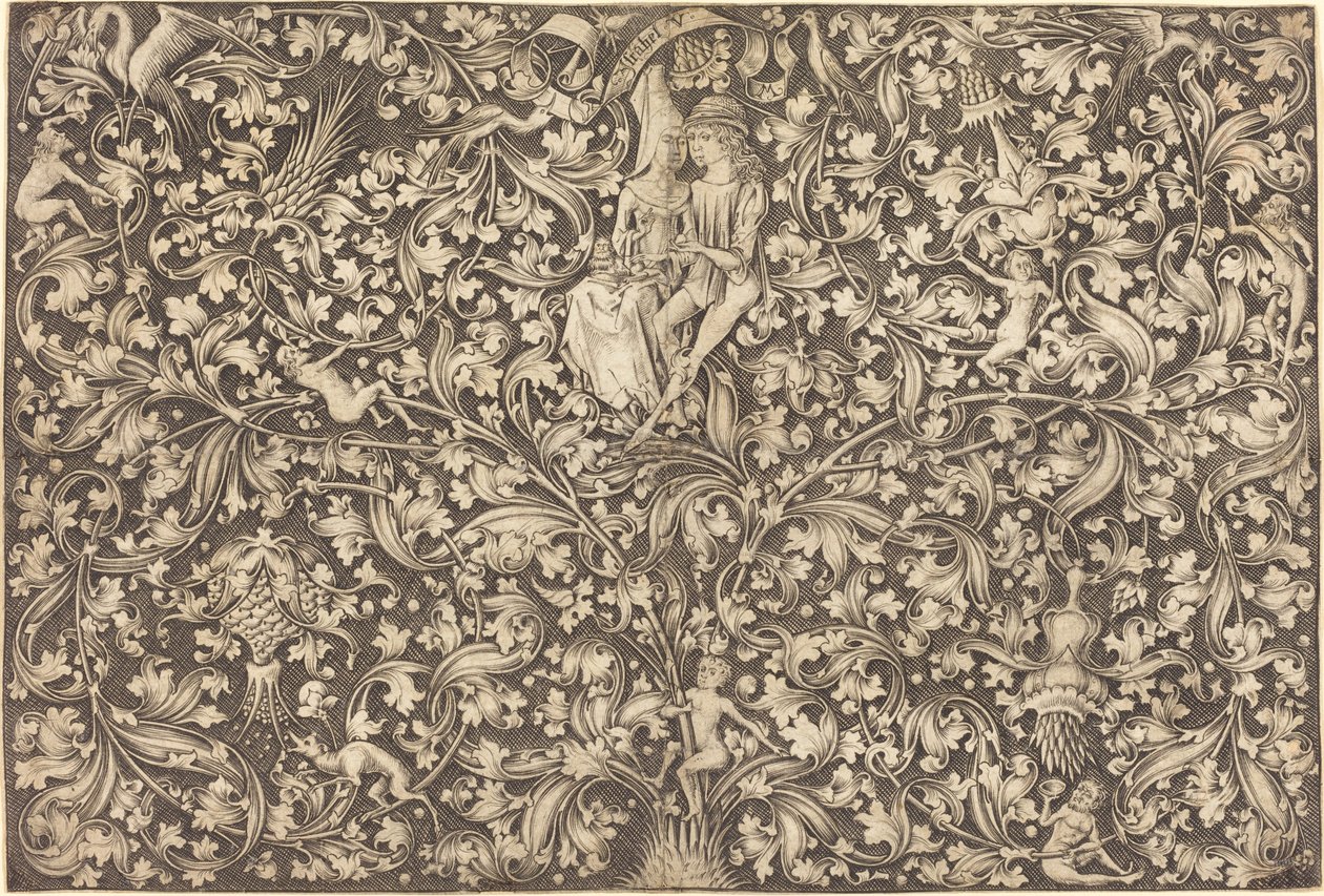 Ornamentpaneel met twee geliefden, ca. 1490-1500 door Israhel van Meckenem