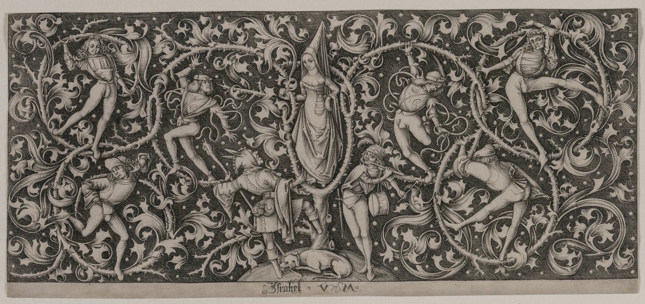 Ornament met Dans van de Geliefden door Israhel van Meckenem