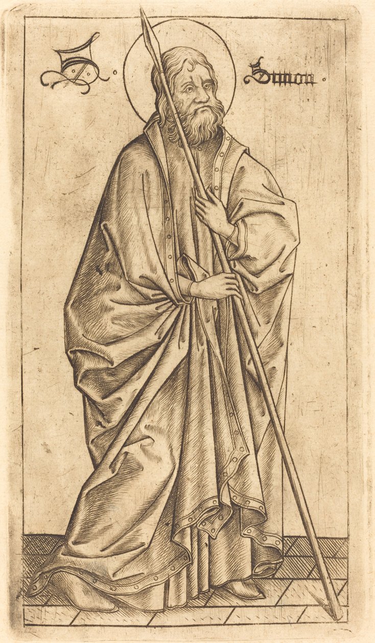 Sint Thomas of Sint Simon, ca. 1470-1480 door Israhel van Meckenem