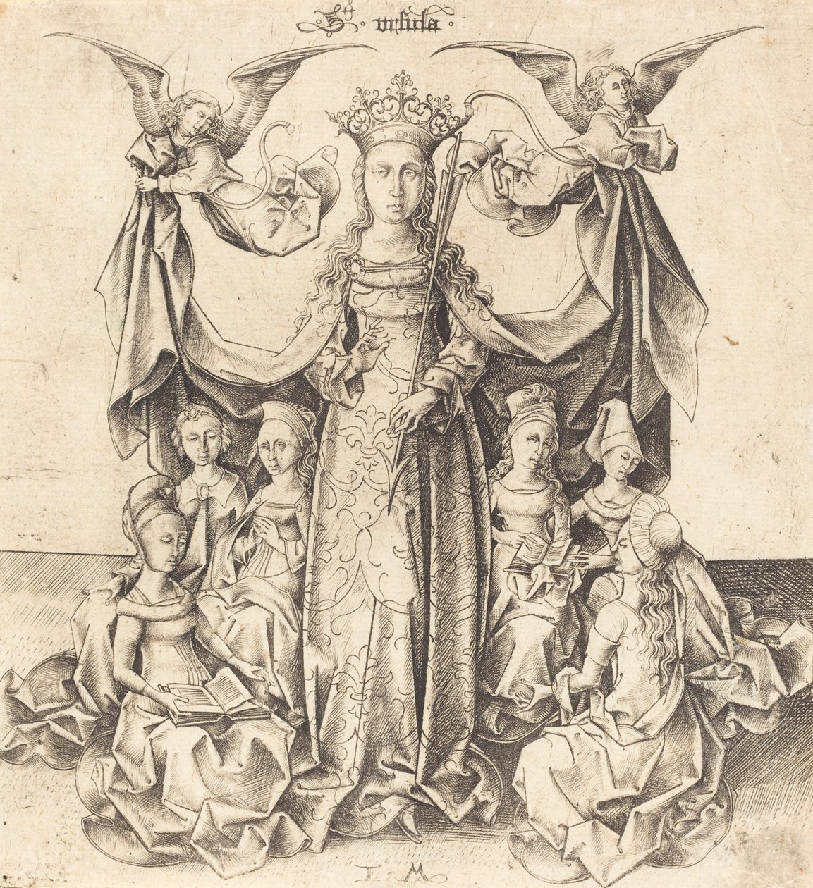 Sint Ursula en Haar Dienstmaagden, ca. 1475-1480 door Israhel van Meckenem
