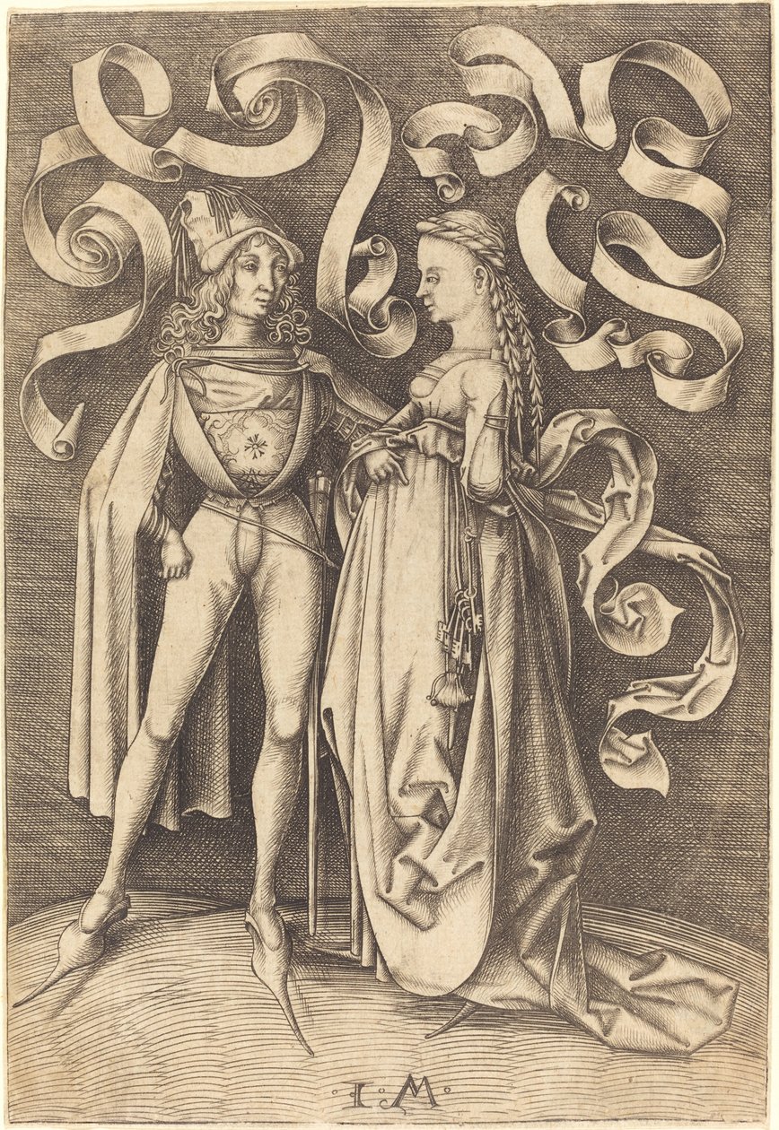 De Ridder en de Dame, ca. 1495-1503 door Israhel van Meckenem