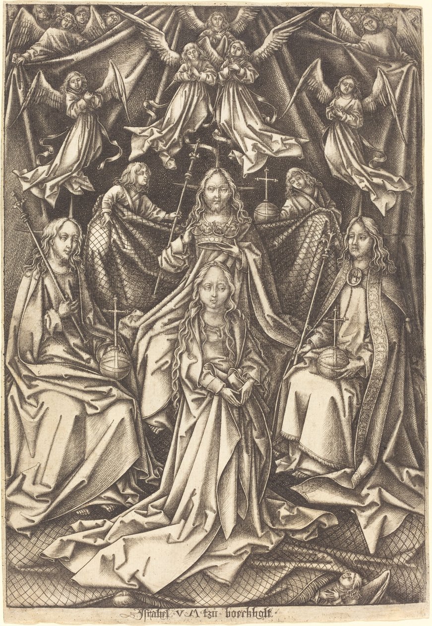 De Kroning van de Maagd door Israhel van Meckenem after Hans Holbein the Elder
