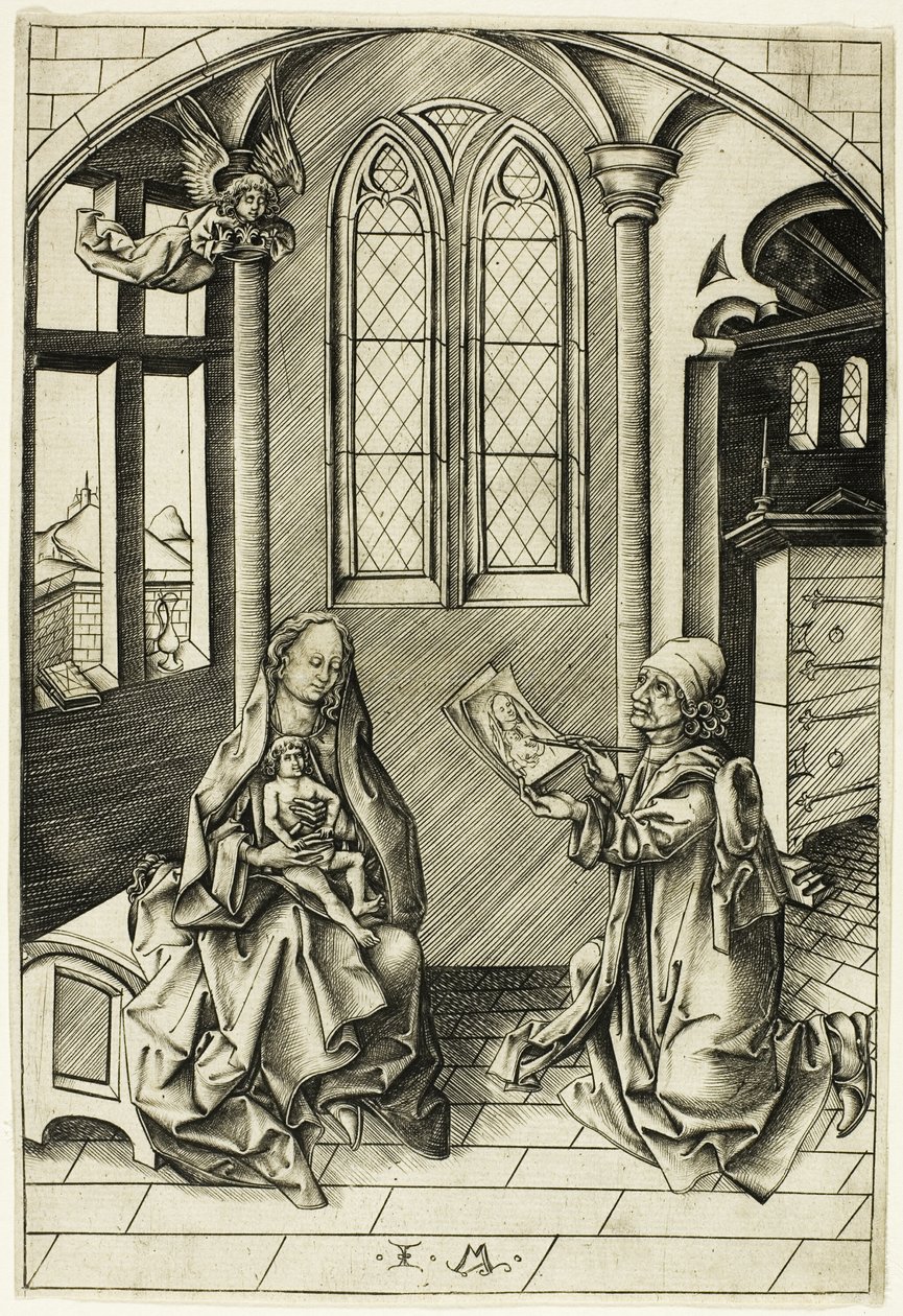 Sint Lucas portretteert de Madonna door Israhel van Meckenem the younger