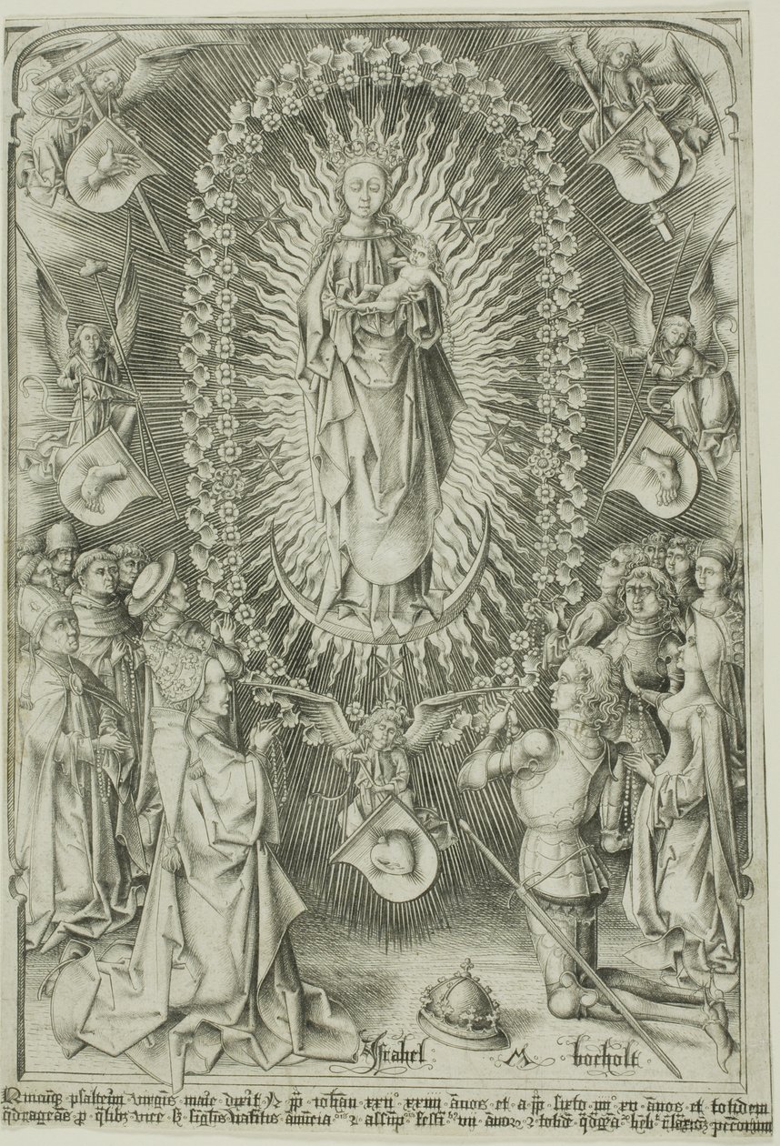 De Madonna van de Rozenkrans door Israhel van Meckenem the younger