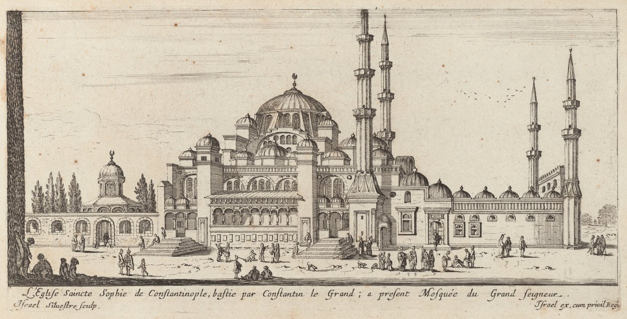 De kerk van Sint-Sophia in Constantinopel, gebouwd door Constantijn de Grote; nu de moskee van de Grote Heer door Israël Silvestre