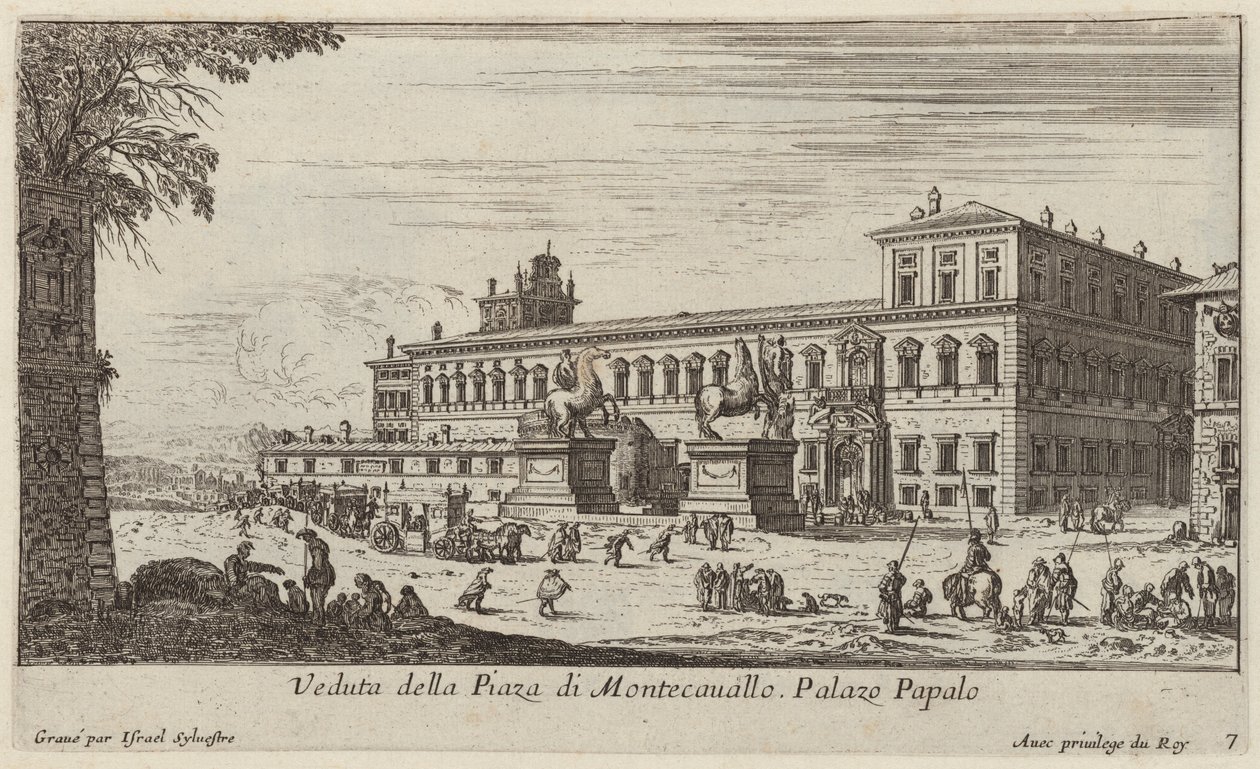 Gezicht op het Piazza di Montecavallo door Israël Silvestre