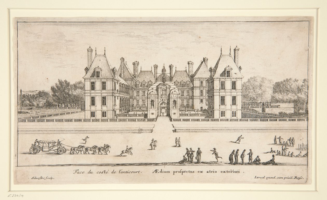 Uitzicht op Chateau Liencourt: De Voorhof door Israël Silvestre