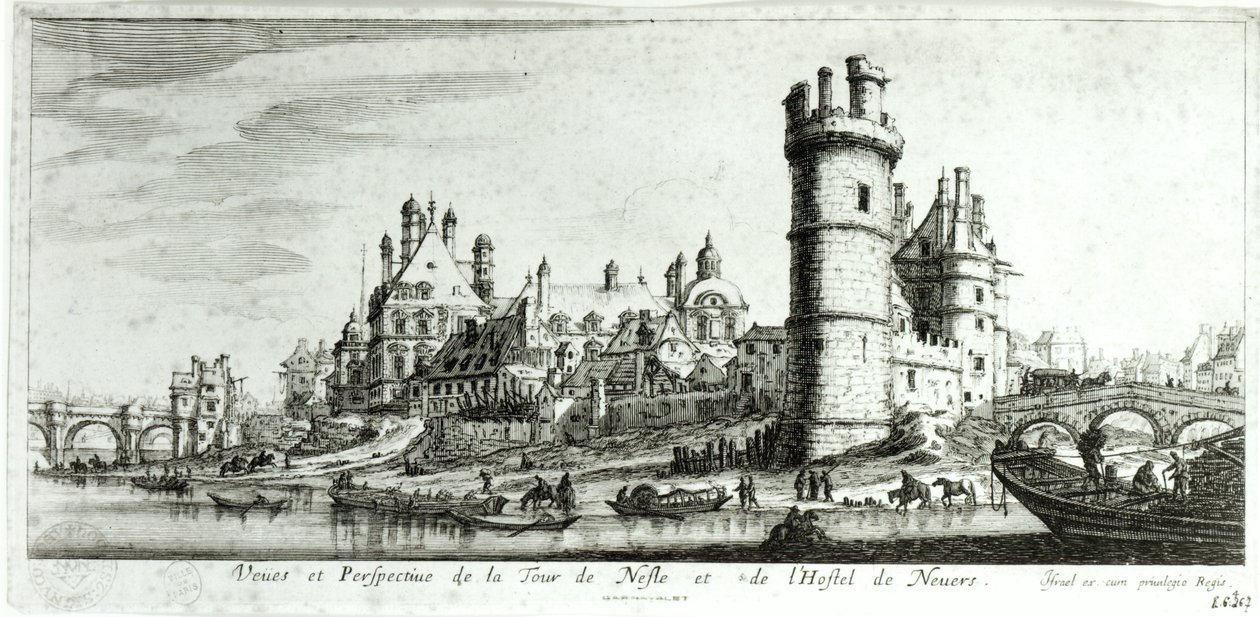 Perspectiefweergave van de Tour de Nesle en het Hotel de Nevers door Israël Silvestre the Younger