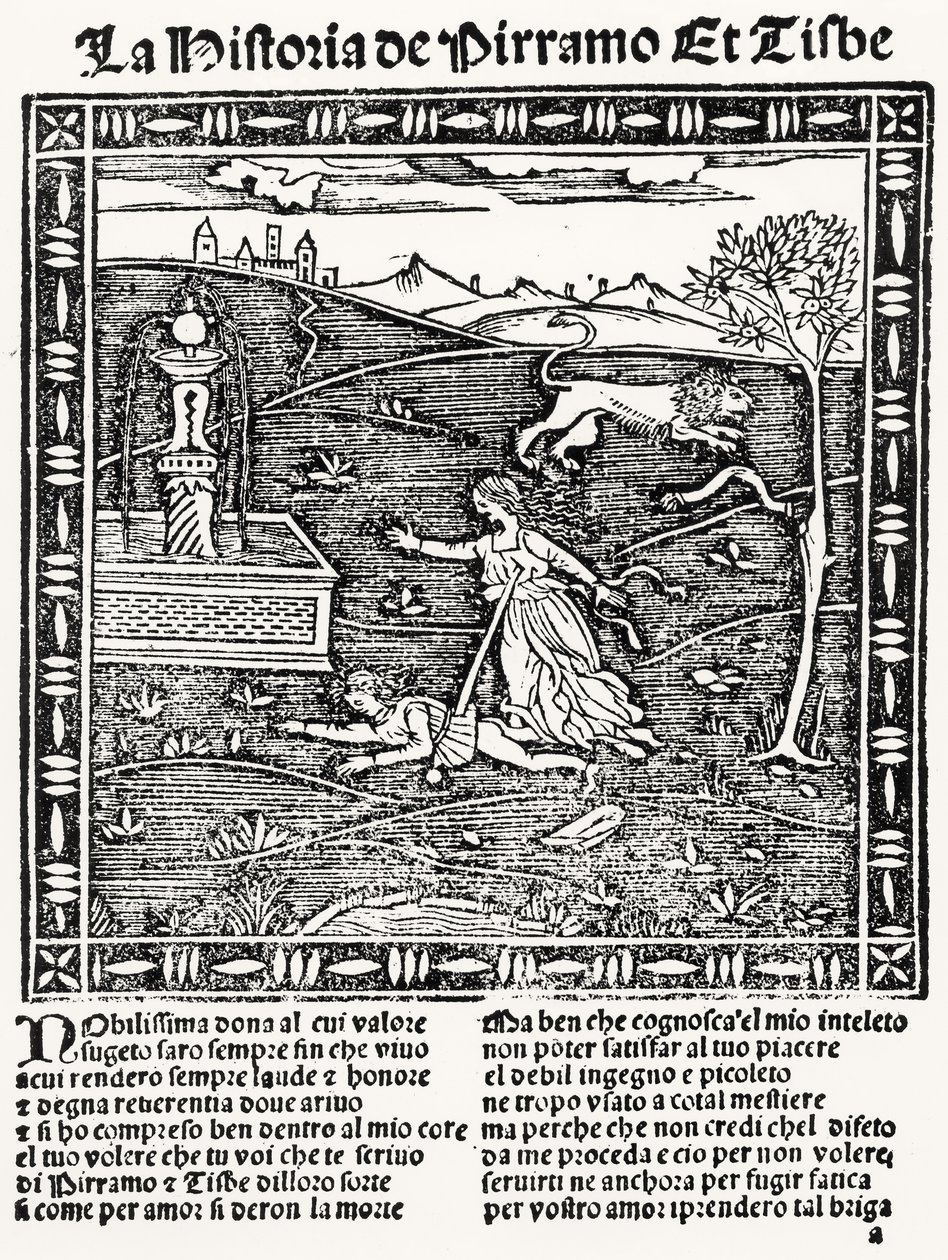 Het verhaal van Pyramus en Thisbe door Italian School