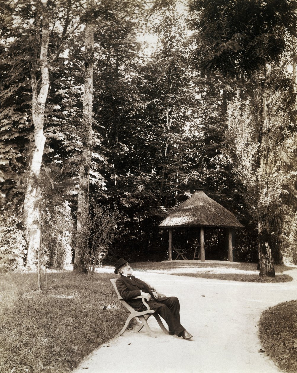 Giuseppe Verdi in de tuin van Villa Verdi, Sant