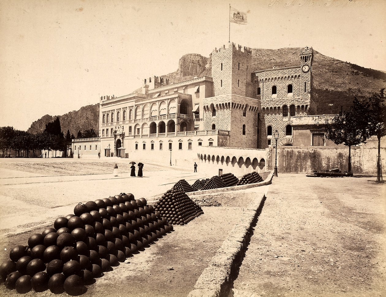 Het Prinselijk Paleis in Montecarlo, in het Vorstendom Monaco door Italian Photographer