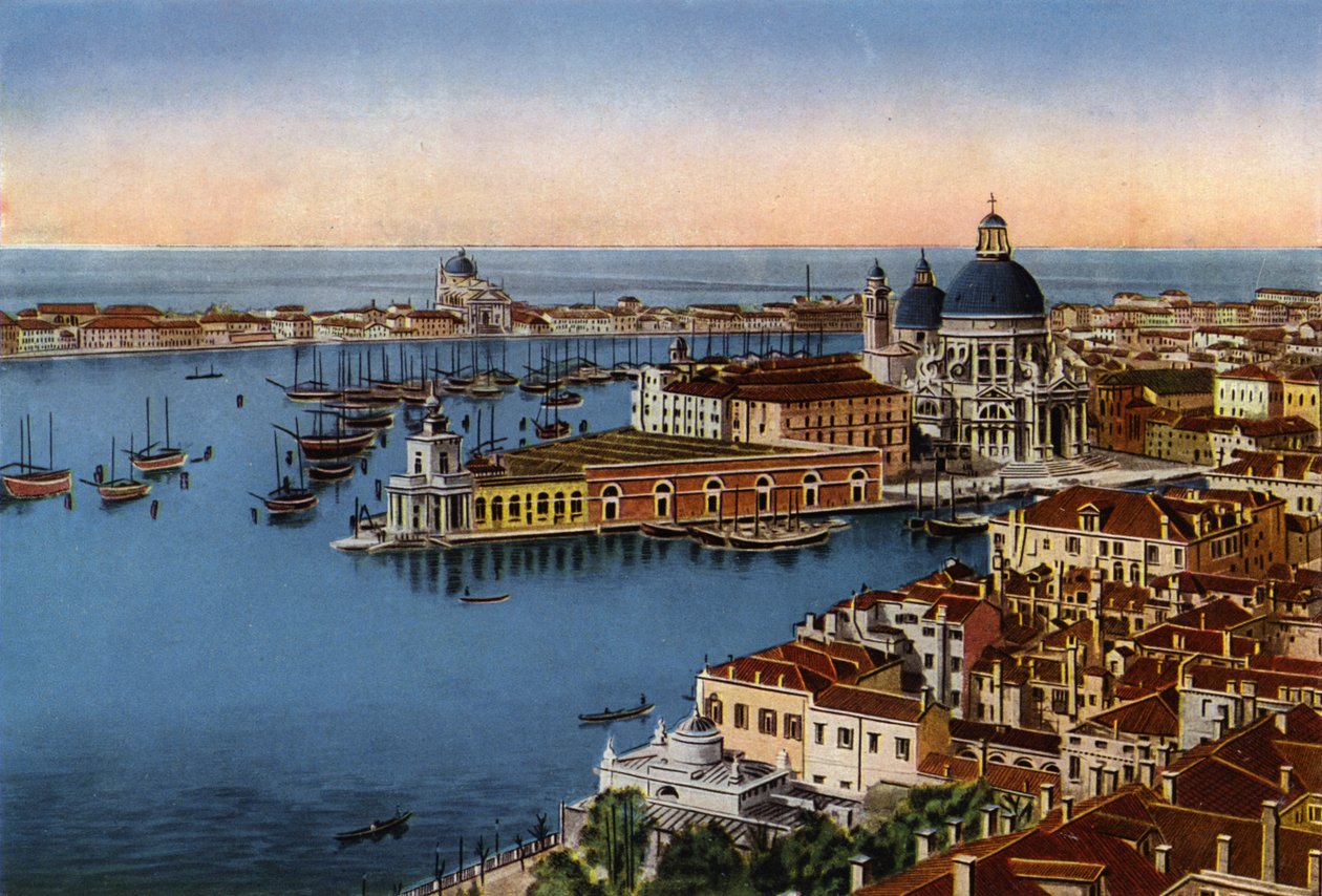 Venezia / Venetië: Panorama vanaf de Campanile (gekleurde foto) door Italian Photographer