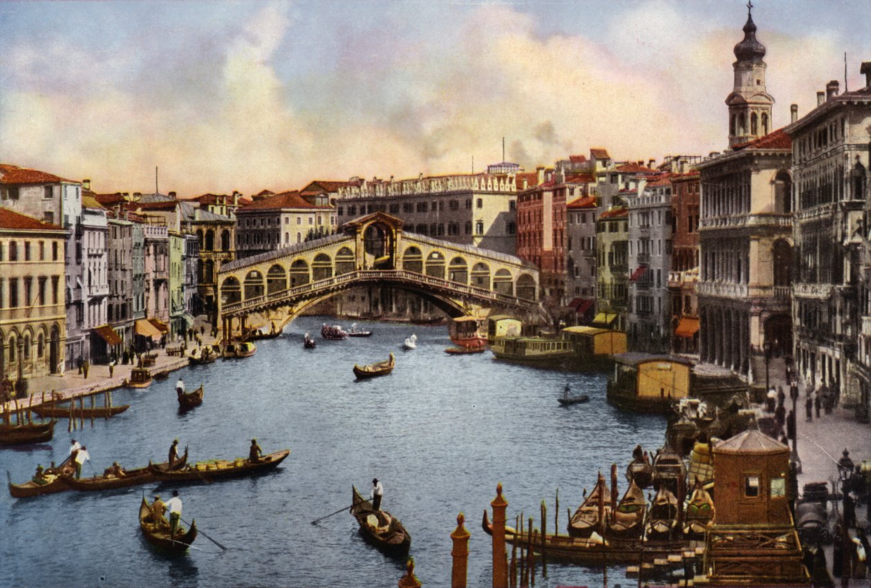 Venezia / Venetië: Rialtobrug (gekleurde foto) door Italian Photographer