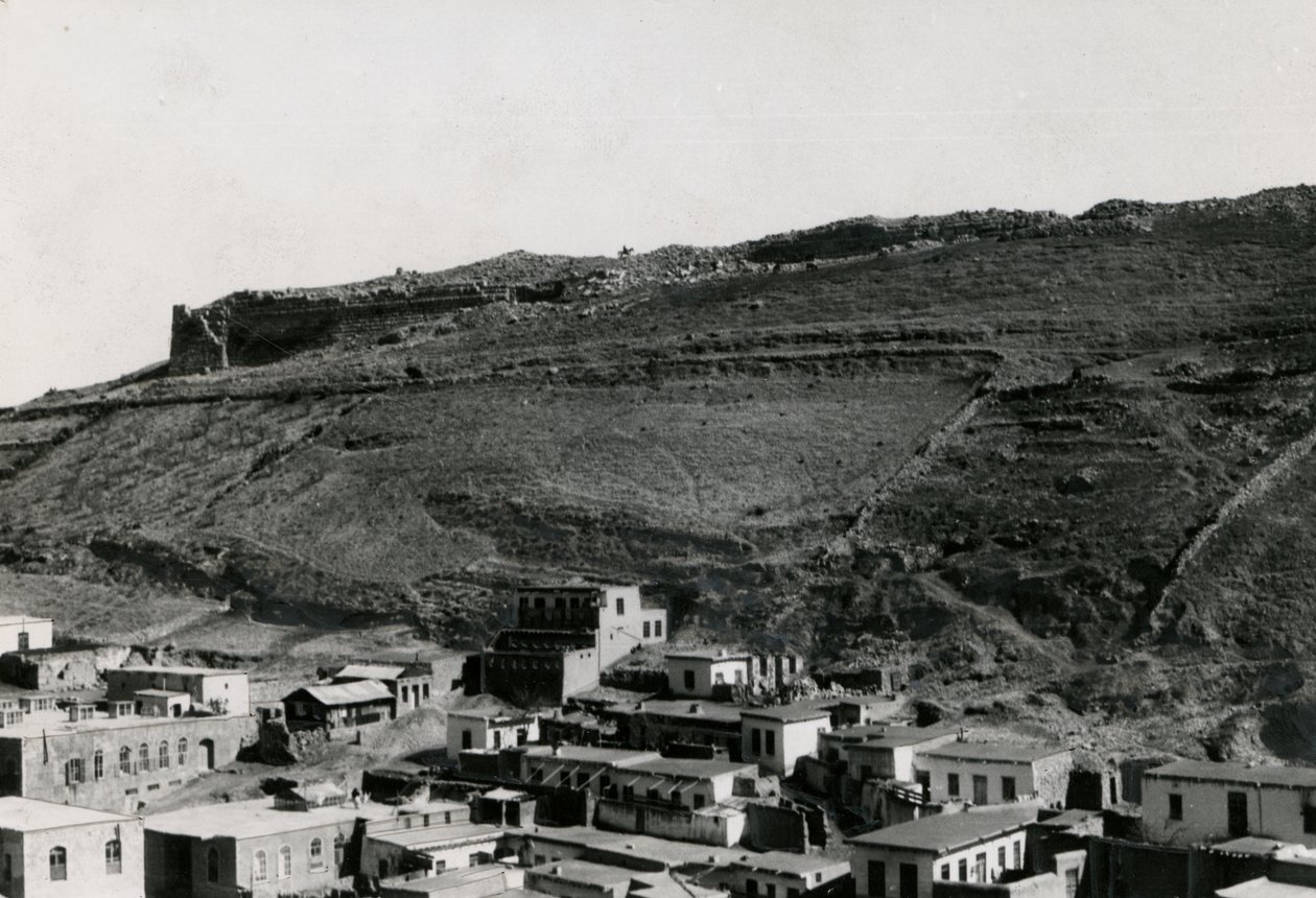 Uitzicht op Hellenistische muren in de noordoostelijke hoek van de Akropolis, Amman, Jordanië door Italian Photographer