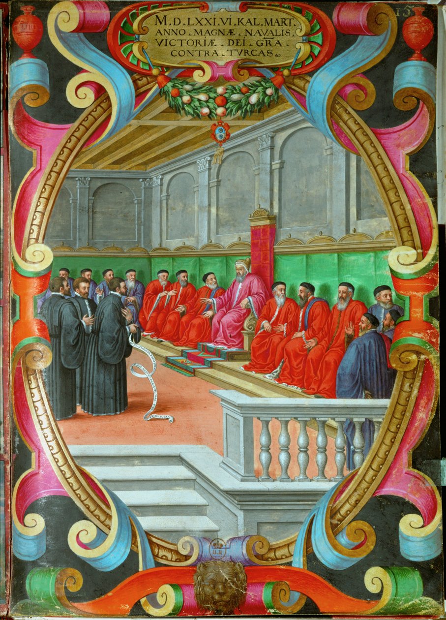 Een vergadering van de Grote Raad van Venetië voorgezeten door Doge Sebastiano Venier door Italian School