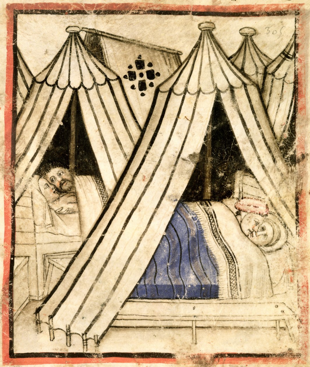 De Israëlieten bedrijven ontucht met de Moabitische vrouwen in hun tenten, ca. 1350-99 door Italian School