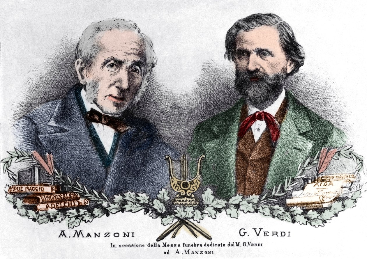 Alessandro Manzoni en Giuseppe Verdi bij de gelegenheid van de Messa da Requiem door Italian School